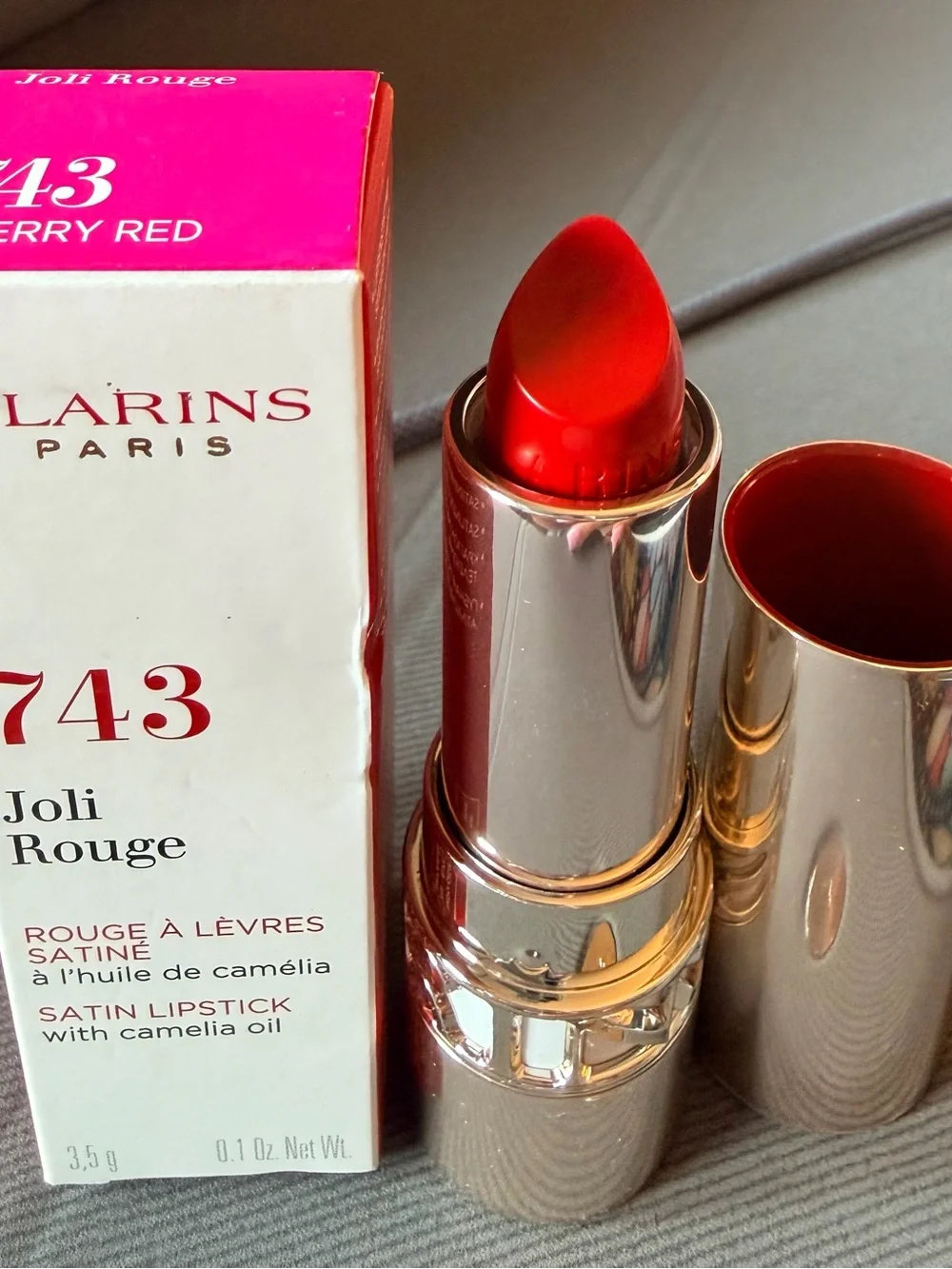 Clarins Joli Rouge shade is Cherry Red_Brand New  & Refillable Luxury Case